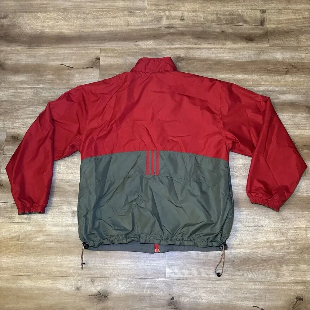 Vintage Adidas ORIGINAL Embroidered Red Olive Army Green Track Jacket Coat Men M